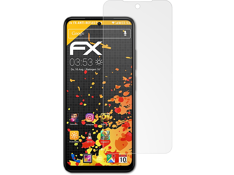 ATFOLIX 3x FX-Antireflex Redmi Xiaomi Displayschutz(für 12S) Note