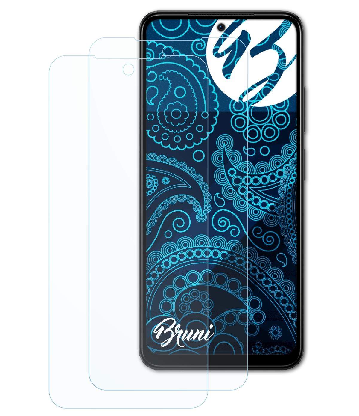 BRUNI 2x Basics-Clear 12S) Note Schutzfolie(für Redmi Xiaomi