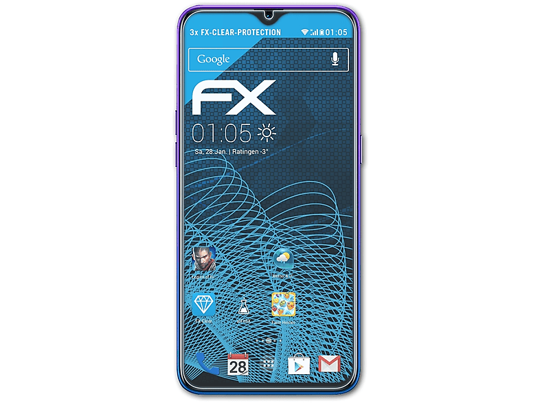 3x Realme FX-Clear Displayschutz(für ATFOLIX Pro) 5