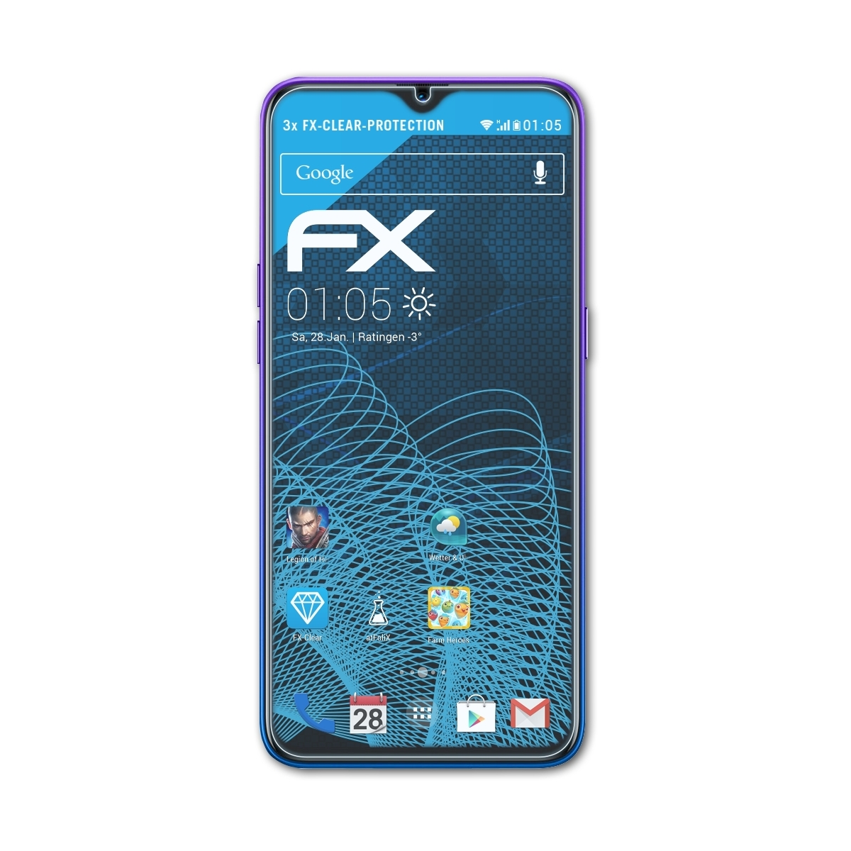 ATFOLIX 3x FX-Clear Displayschutz(für Realme 5 Pro)