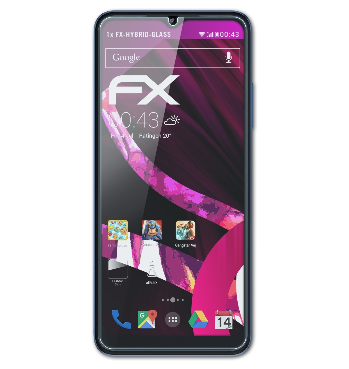Telekom FX-Hybrid-Glass Phone) ATFOLIX T Schutzglas(für