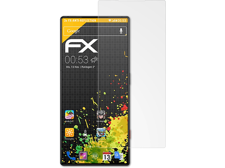 ATFOLIX 3x FX-Antireflex Displayschutz(für Magic 8 Red Nubia Pro)