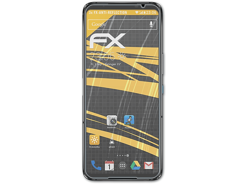ATFOLIX 3x FX-Antireflex Displayschutz(für Asus ROG Phone 7 Ultimate)