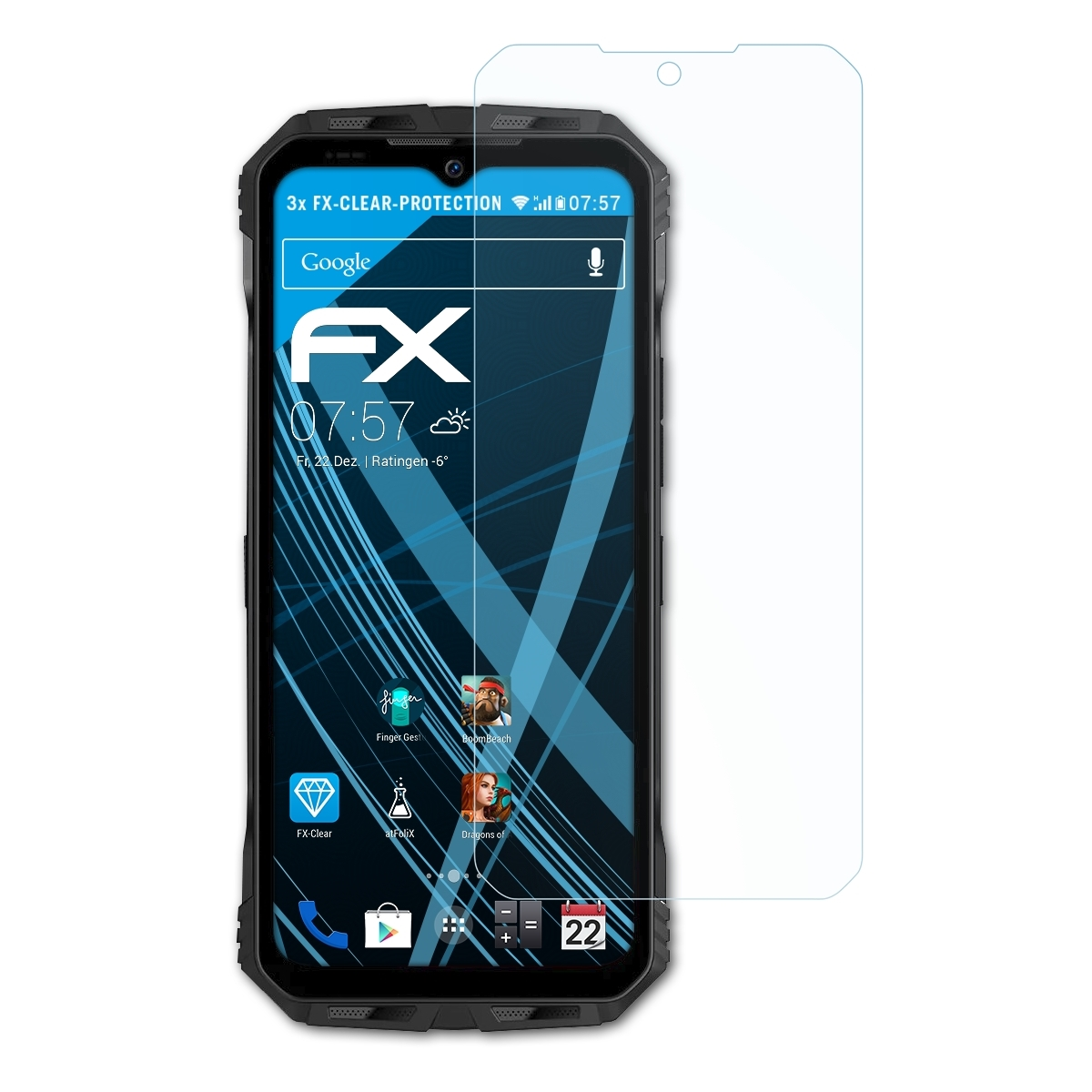ATFOLIX 3x FX-Clear Displayschutz(für Doogee V30T)