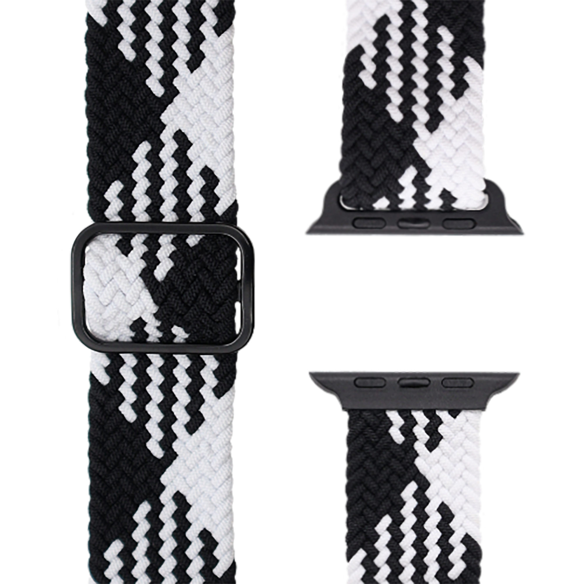 APFELBAND Geflochtenes Flex Loop | Series / Multicolor 40mm | SE, Apple, 9 41mm, 38mm und Series 1 Watch - Schwarz/Weiß Ersatzarmband