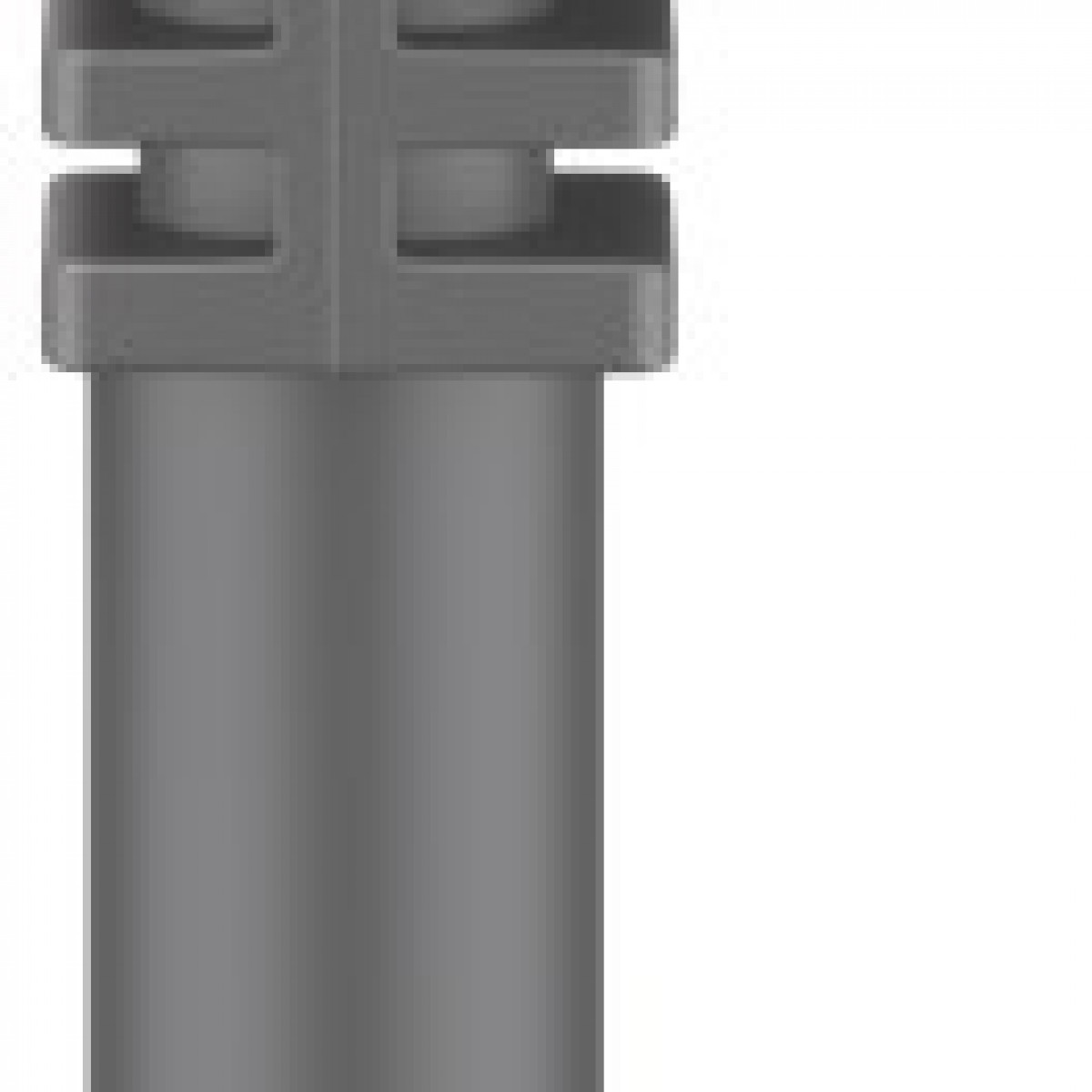 A gray cylindrical outdoor light fixture.