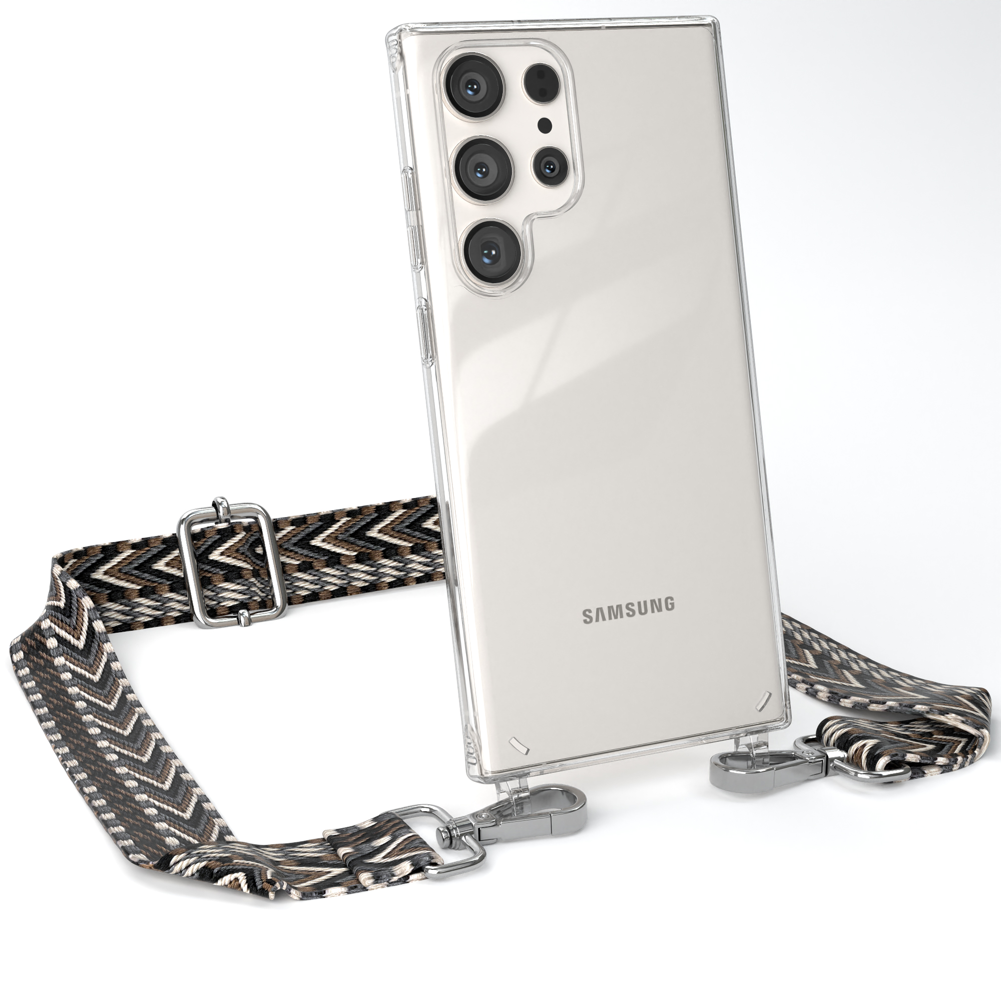 Transparente mit Samsung, Galaxy Kordel CASE Ultra, / EAZY Style, Boho Handyhülle Schwarz S23 Umhängetasche, Grau