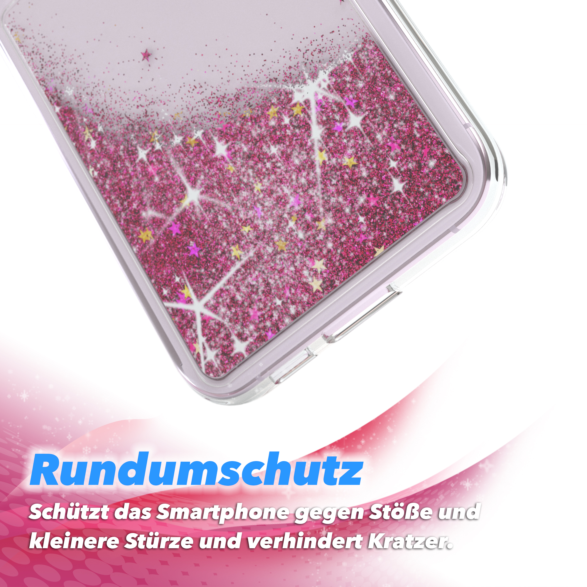 EAZY CASE Glitzerhülle Plus, Flüssig, S23 Galaxy Pink Backcover, Samsung