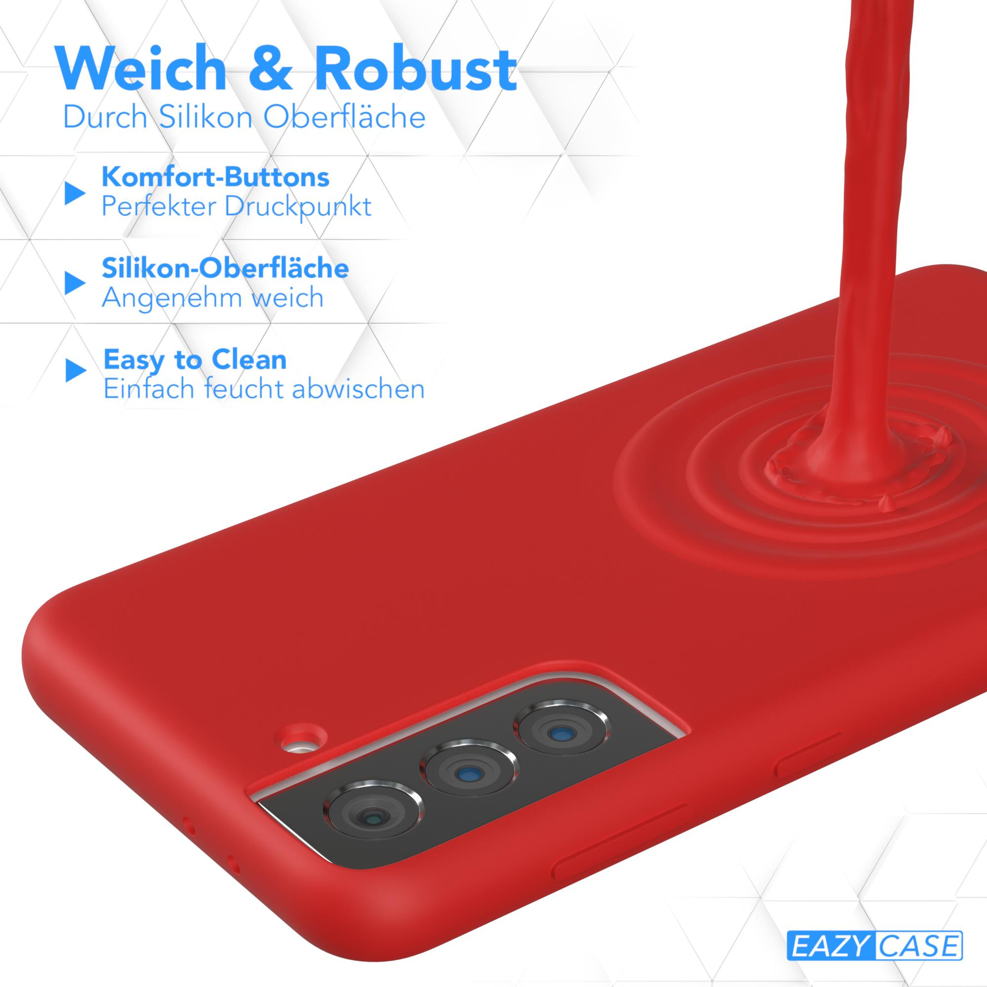 Silikon CASE Rot S21 Premium EAZY Backcover, Handycase, Galaxy Samsung, 5G,