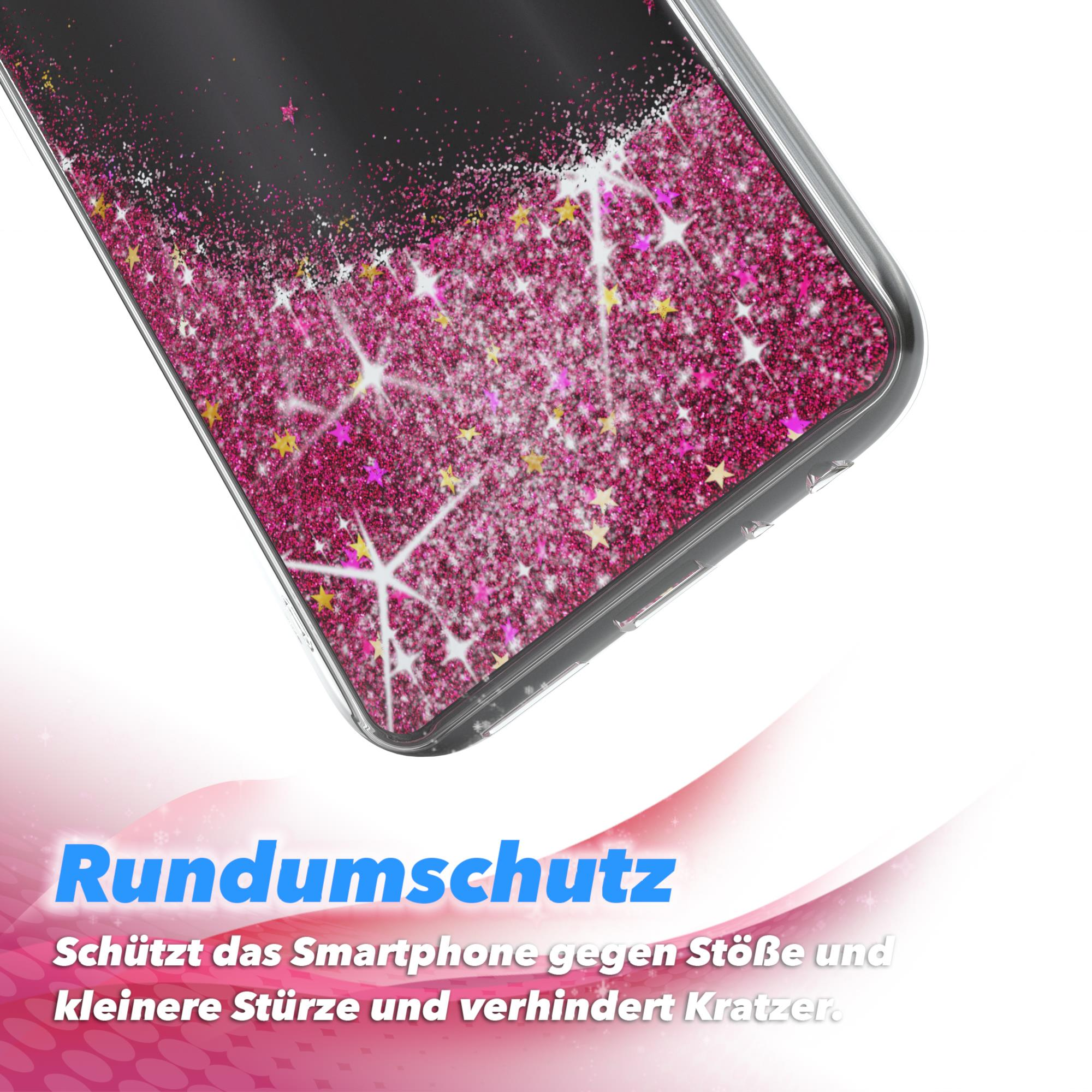 Glitzerhülle Xiaomi, EAZY CASE Redmi Flüssig, Note 8T, Pink Backcover,