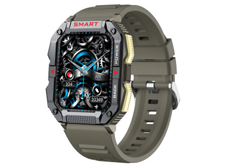 Bluetooth SYNTEK Wasserdicht Grün Smartwatch Talk mm, Armee Smartwatch grün 275 Silikon,