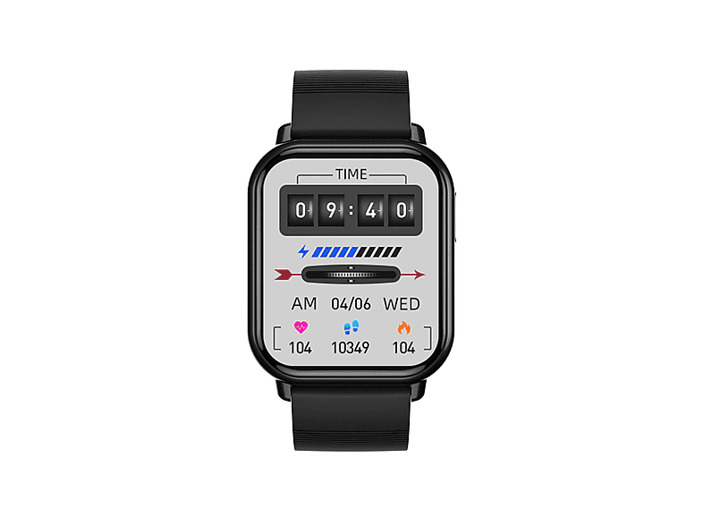 SYNTEK Smart Smartwatch Armband Talk Watch Encoder Voice 250 Bluetooth Silikon, HD Assistant Schwarz Schwarz mm, Blutdruck Herzfrequenz