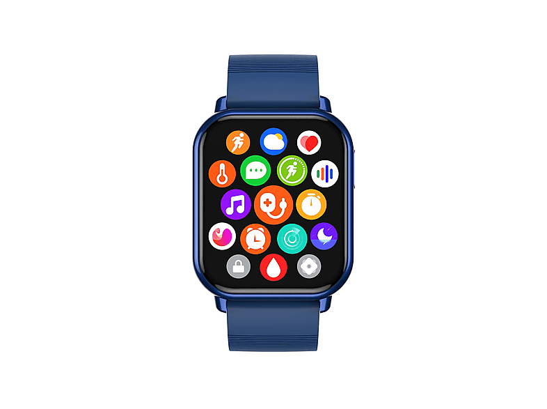 SYNTEK Smart Watch Bluetooth Talk Encoder HD Sprachassistent Blutdruck Herzfrequenz Blau Armbänder Smartwatch Silikon, 250 mm, Blau