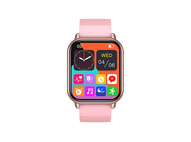 Watch Herzfrequenz Smartwatch Silikon, Bluetooth mm, Armband Blutdruck Rosa Talk Sprachassistent SYNTEK Rosa 250 Encoder HD Smart