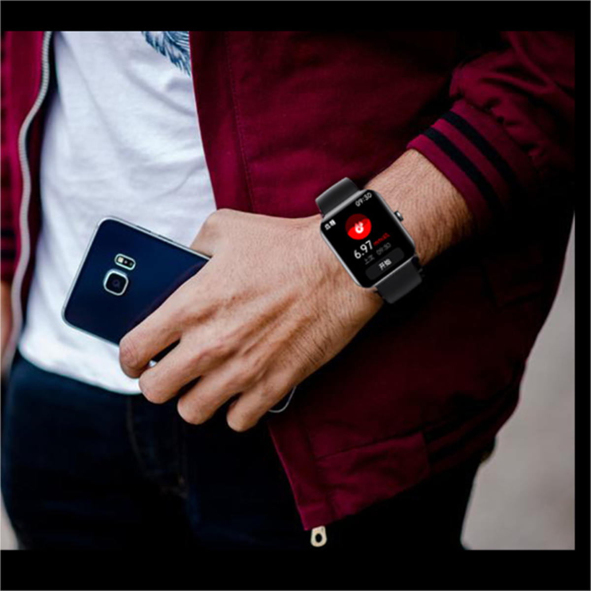 SYNTEK Watch Wasserdicht Silikon, Blutdruck Oxymetrie Schwarz Smart Schwarz Herzfrequenz Umweltfreundliches Smartwatch 220mm, Aluminium Blutzucker