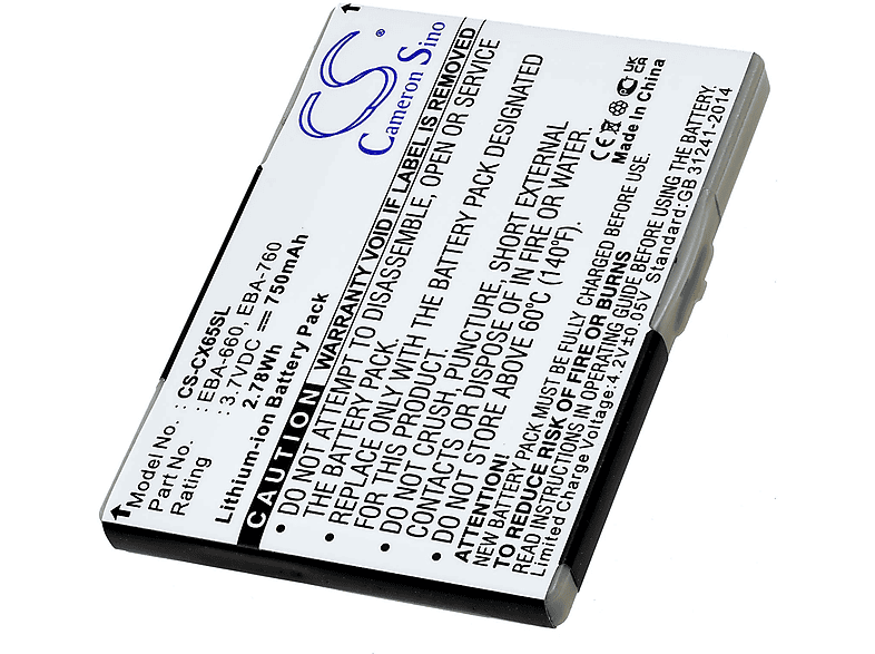 750mAh Volt, Akku Siemens für 3.7 Akku, CV65 Li-Ion POWERY