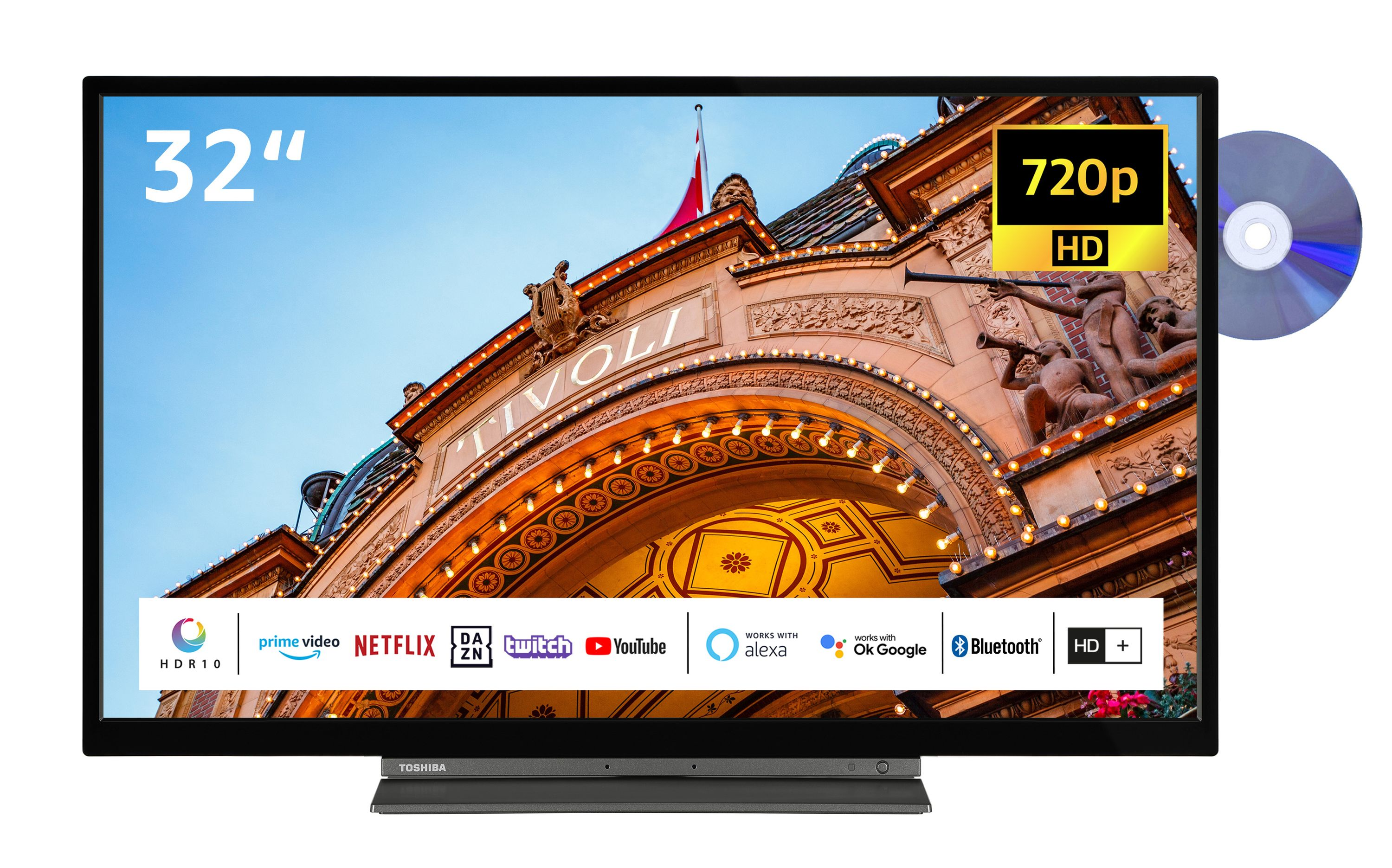 (Flat, TV) TOSHIBA / SMART cm, HD-ready, 80 32WD3C63DAW LED TV 32 Zoll