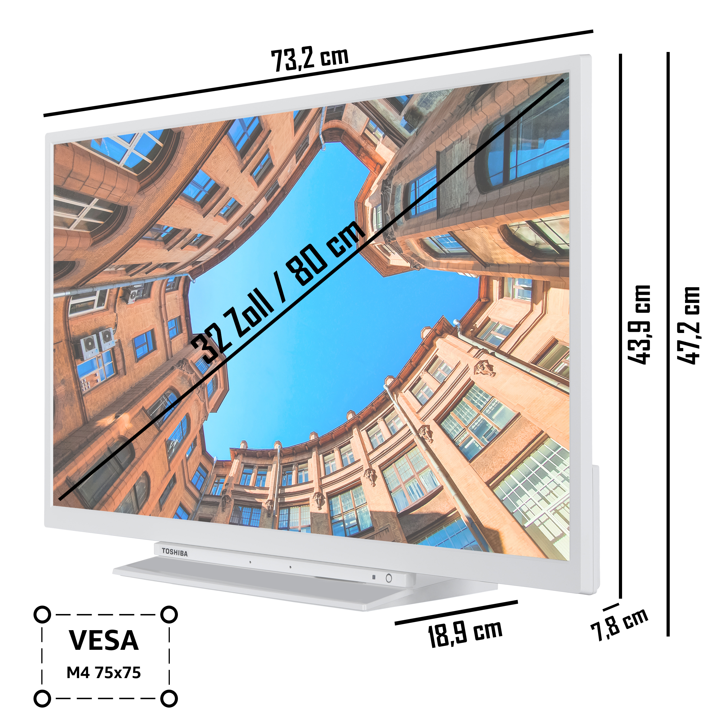 cm, / TV 32LK3C64DAW Full-HD, TOSHIBA Zoll 32 SMART 80 TV) (Flat, LED
