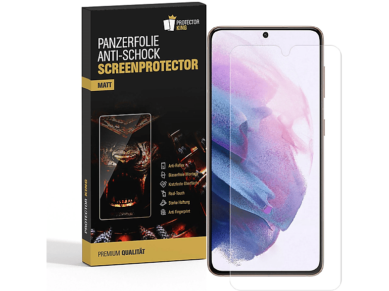 3x MATT S21) ENTSPIEGELT ANTI-SHOCK PROTECTORKING Galaxy Displayschutzfolie(für Panzerschutz Samsung