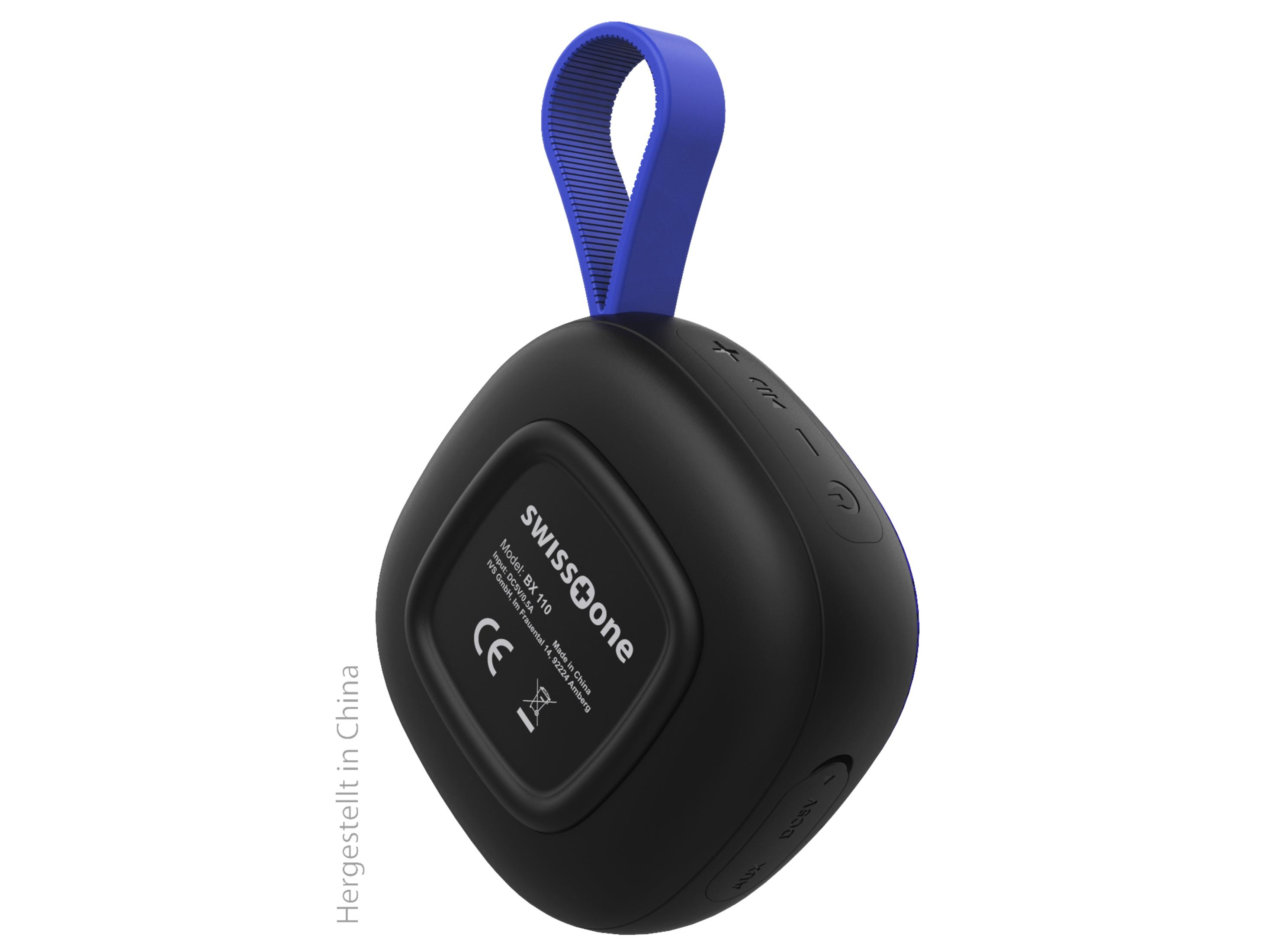 SWISSTONE BX 110 BLACK-BLUE Bluetooth Blau, Wasserfest Lautsprecher