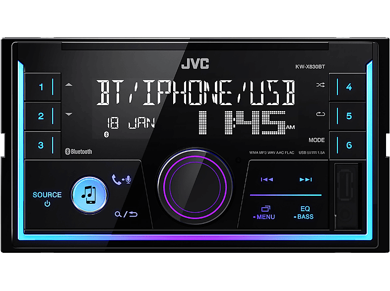 Autoradio (Doppel-DIN), BT DIN 830 JVC 2 50 KWX Watt