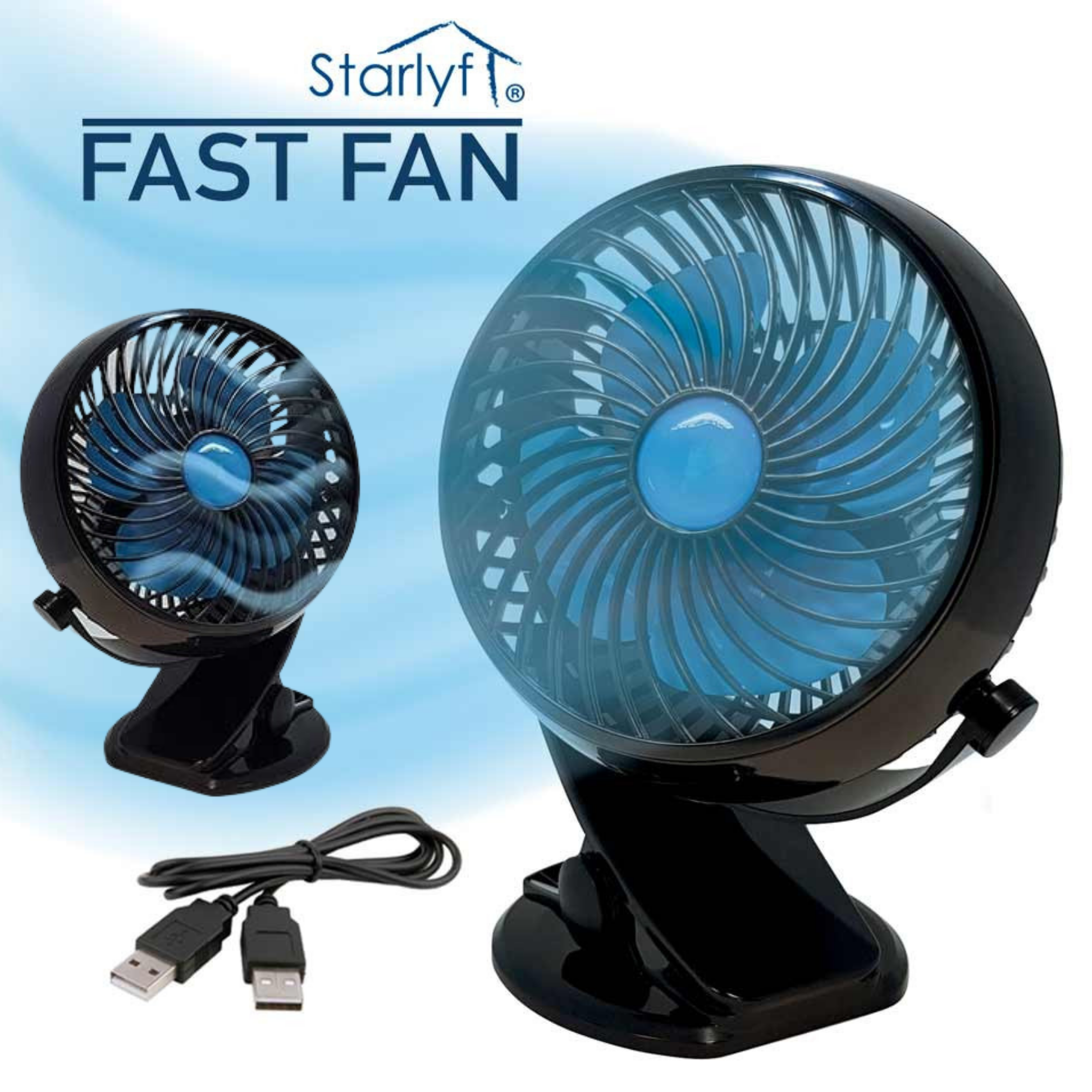 Fast STARLYF Fan schwarz Volt) (5 Tischventilator