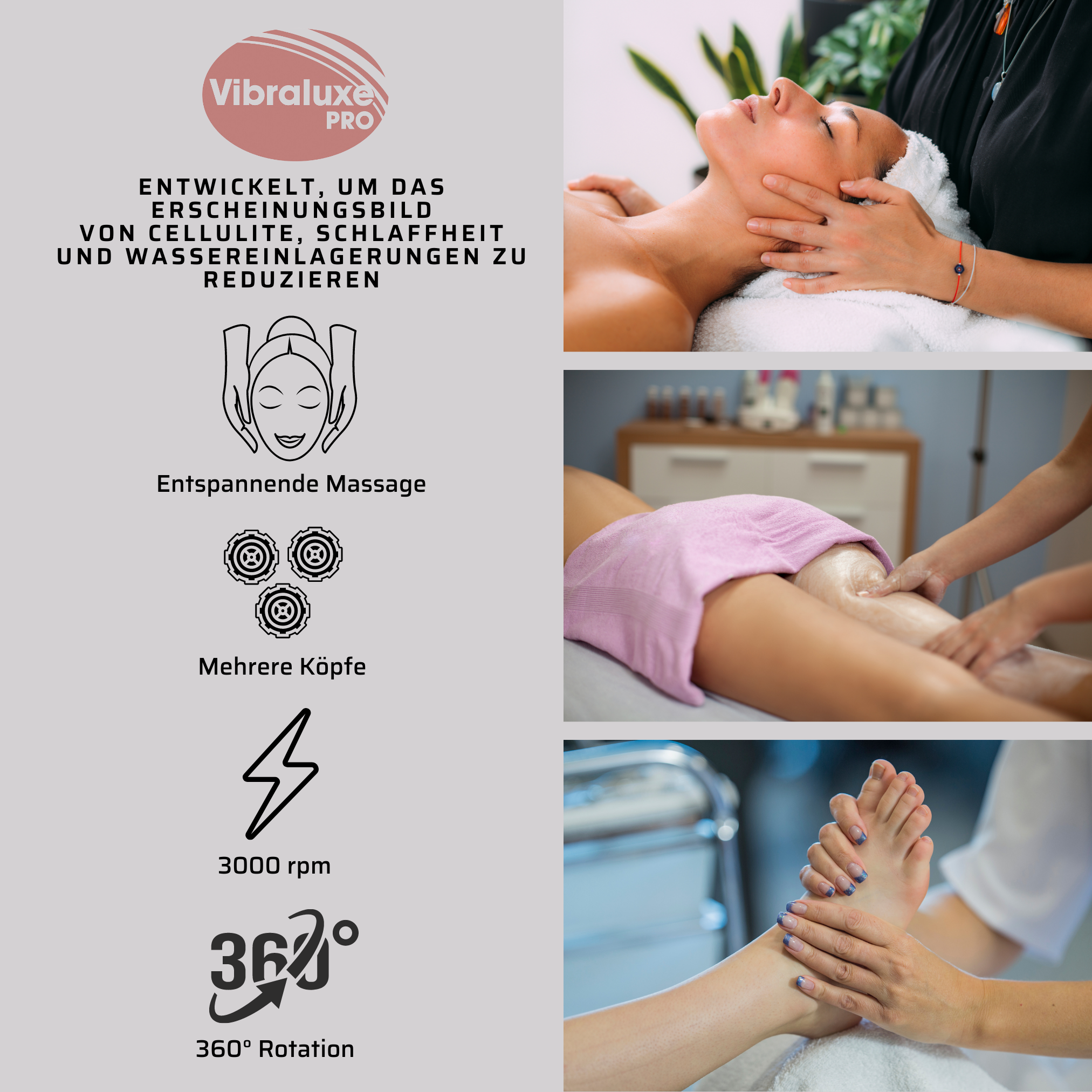 Massagegerät Pro für Vibralux Massagegerät INDUSTEX Damen Gold