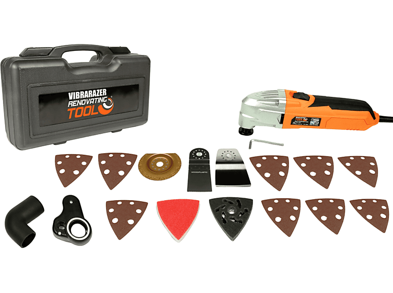 INDUSTEX Vibrarazer Renovating Tool® Pro Series - mit 16 Zubehörteilen Multifunktionswerkzeug, orange