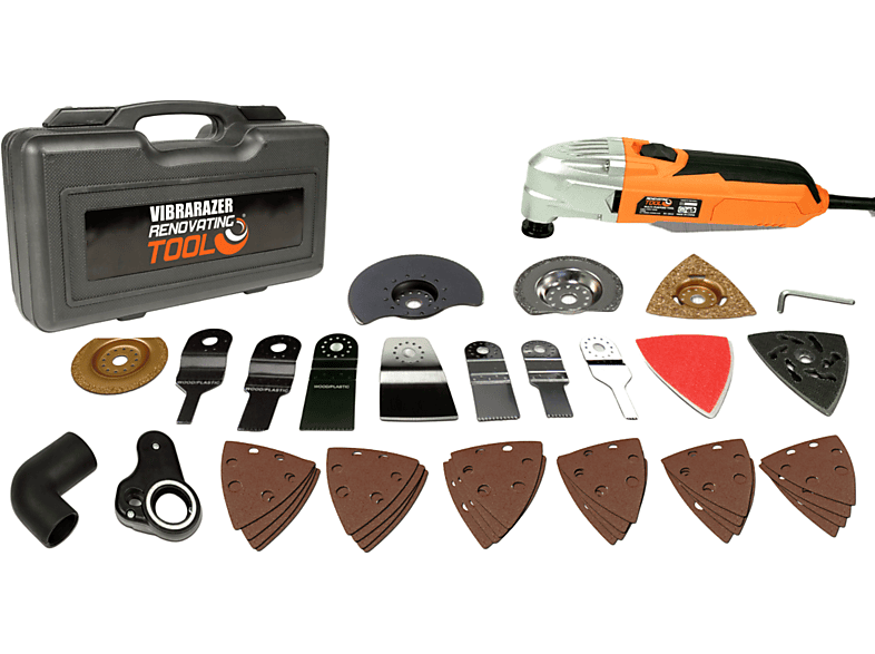 INDUSTEX Vibrarazer Renovating Tool® Pro Series Plus - mit 40 Zubehörteilen Multifunktionswerkzeug, orange
