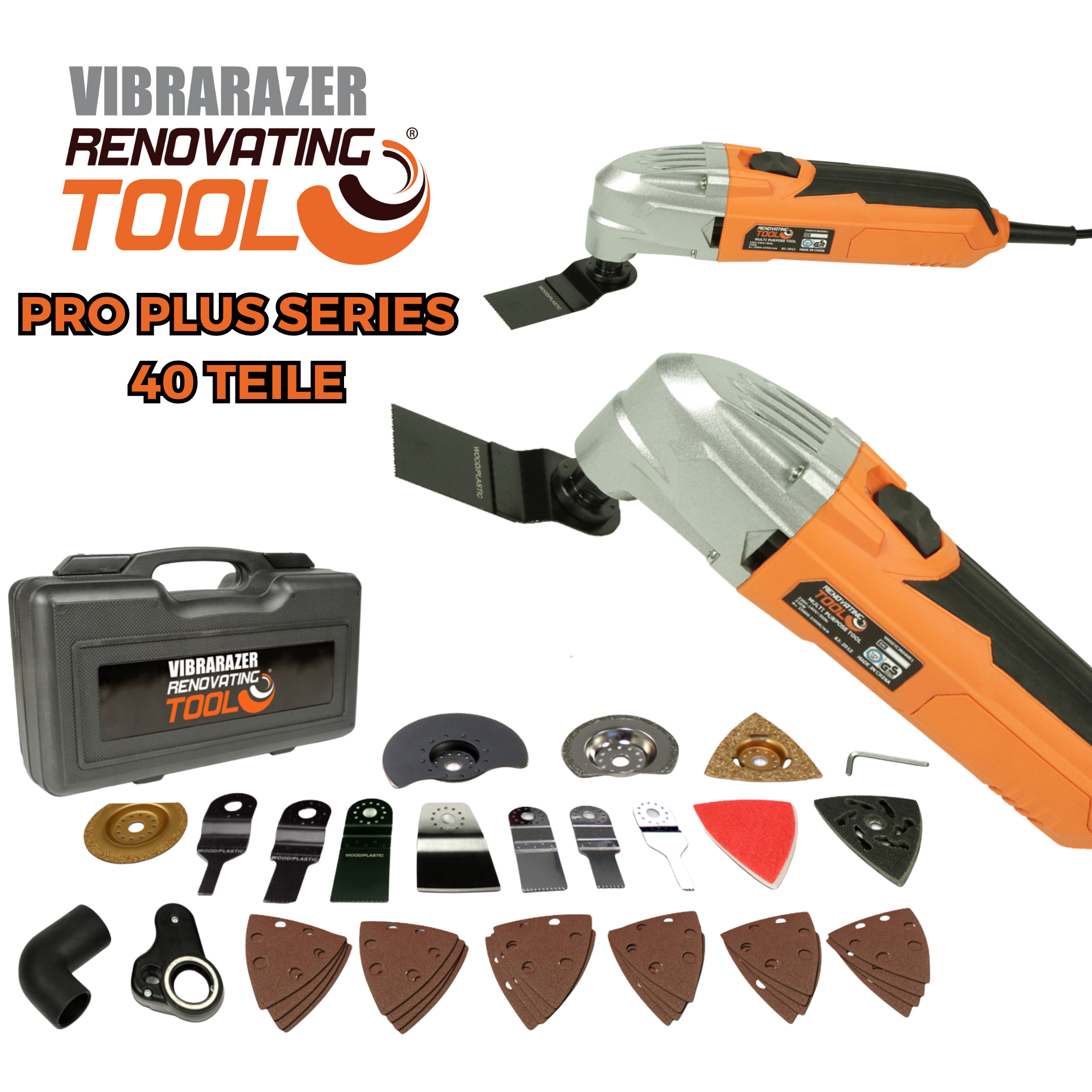 mit Multifunktionswerkzeug, Vibrarazer Renovating Zubehörteilen 40 INDUSTEX Plus Tool® Series orange Pro -