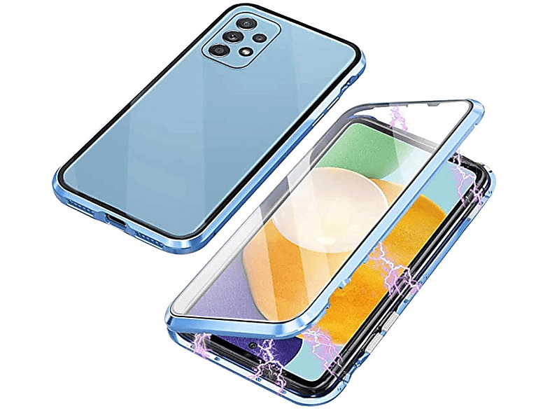 Schutz Samsung, Grad 360 Blau Cover, WIGENTO Full Glas Magnet A53 Cover, Galaxy 5G,