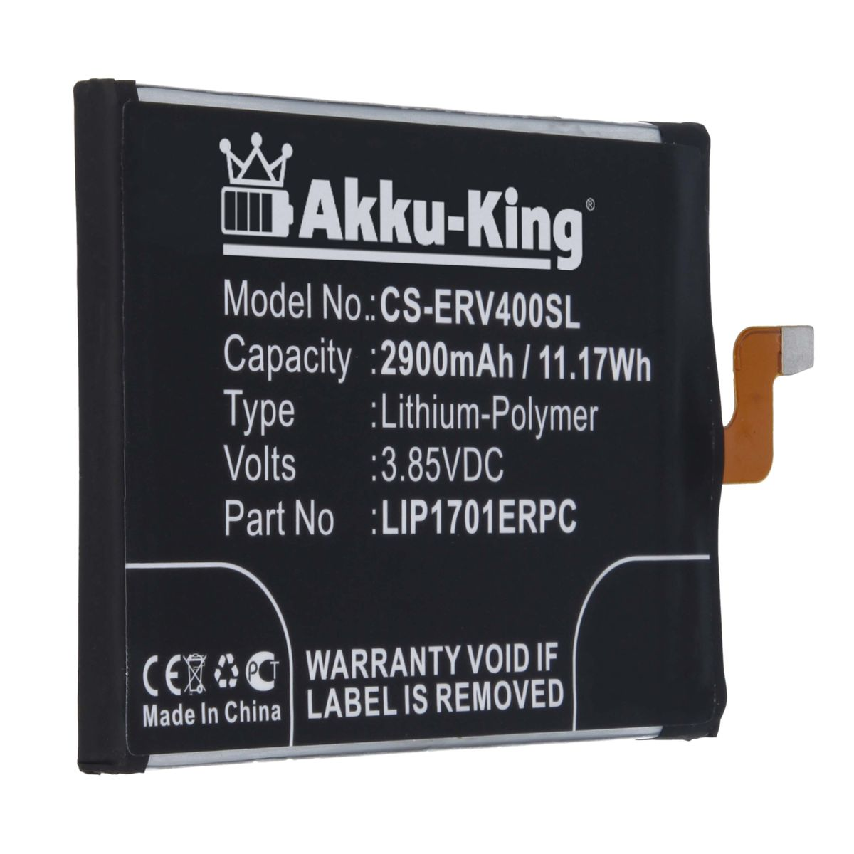 AKKU-KING Akku kompatibel mit Sony Volt, Li-Polymer Handy-Akku, LIP1701ERPC 2900mAh 3.85