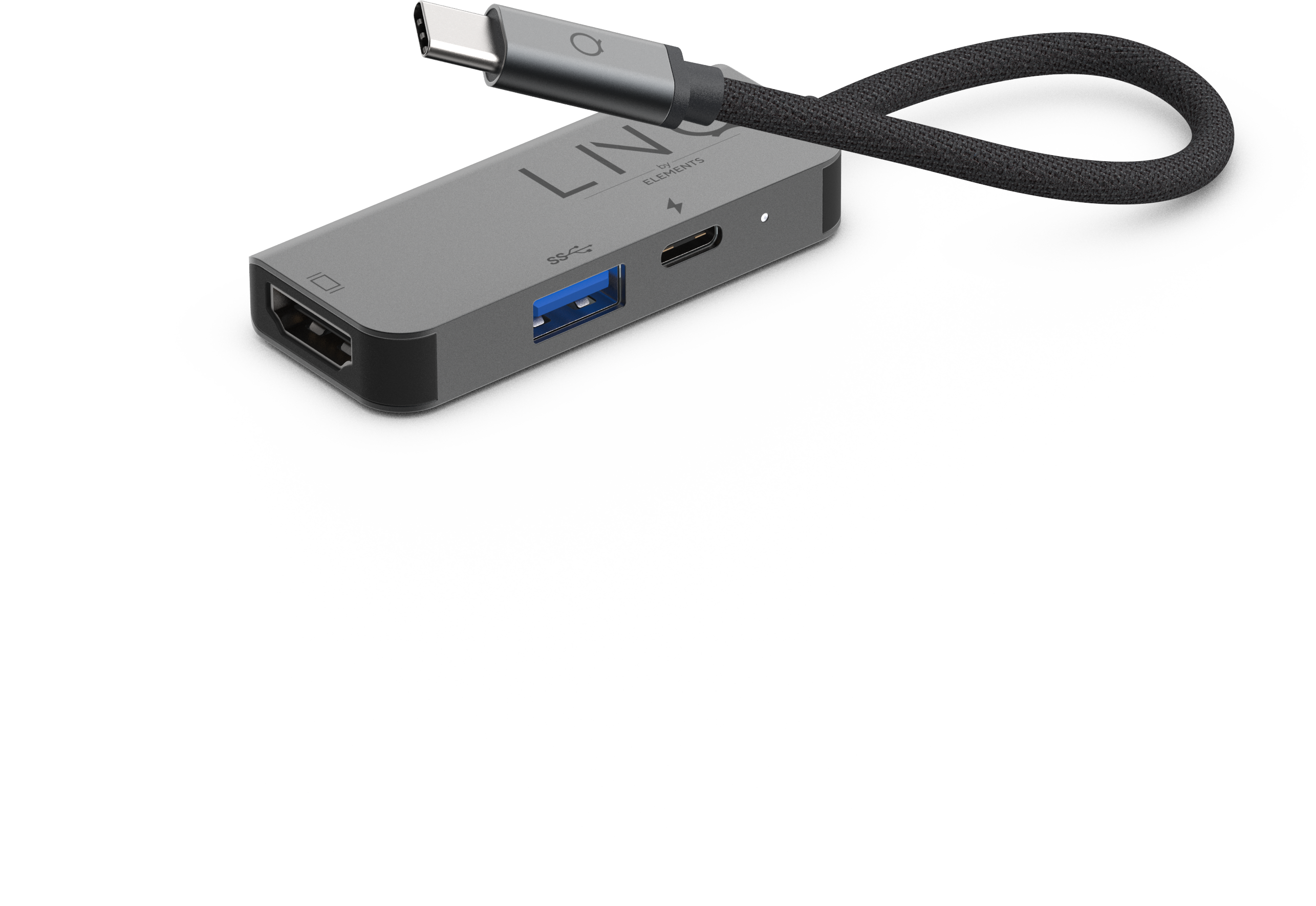 LINQ USB-C Grey Hub, Black, 3-in-1,