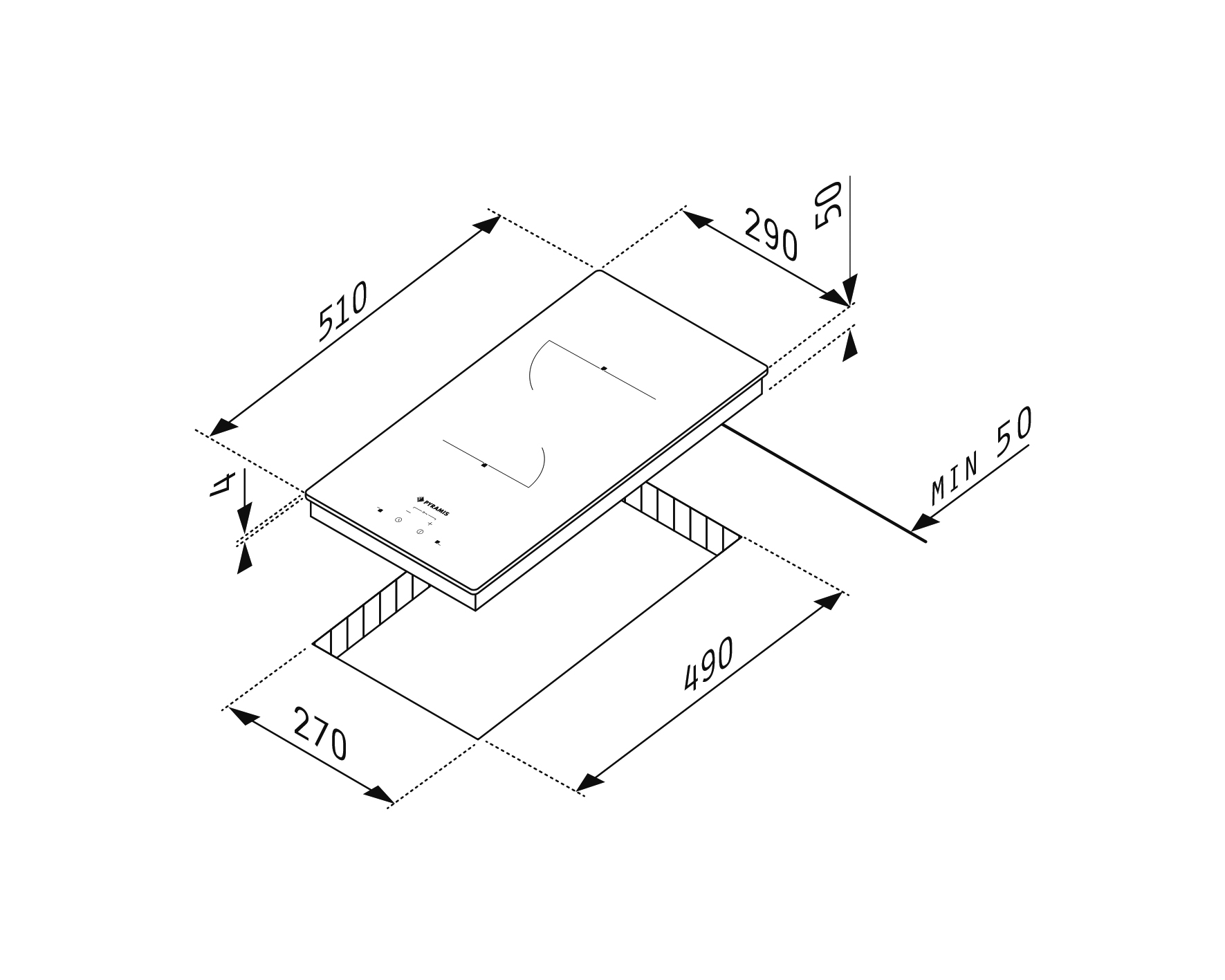 PYRAMIS PHC31230FMB Hi-Light (290 breit, mm 2 Kochfelder)