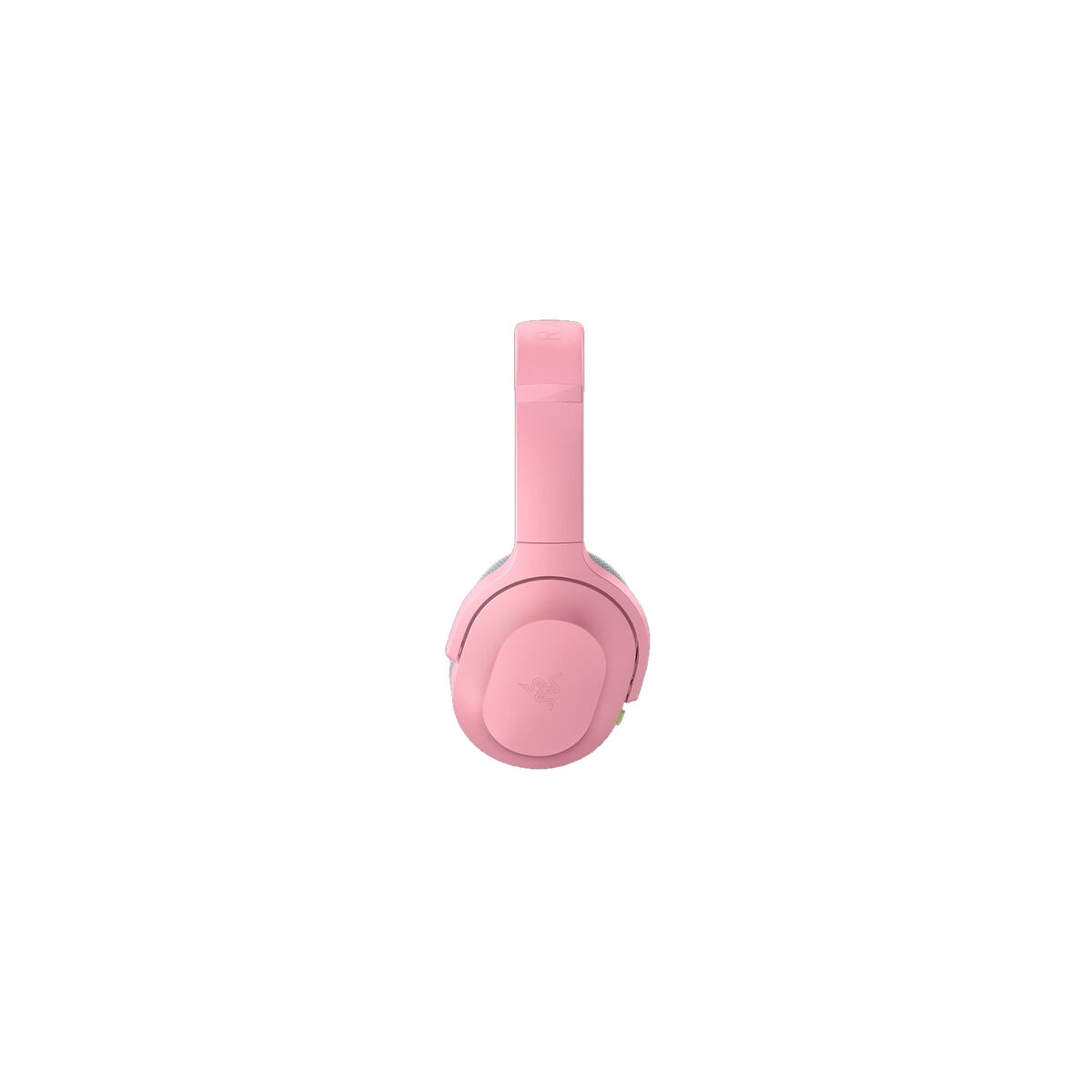 Roze Razer-koptelefoon, zijaanzicht, witte achtergrond.