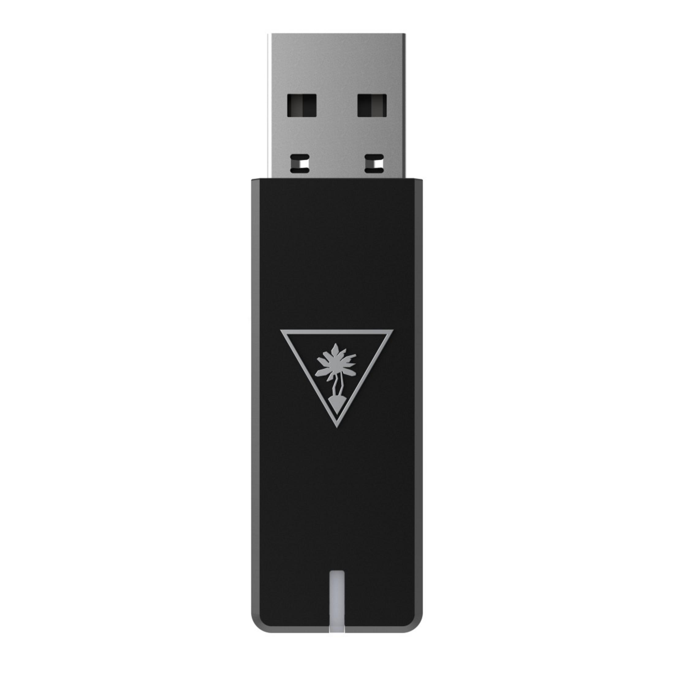 Czarny klucz USB ze srebrną górą i białym logo trójkąta na czarnym korpusie.