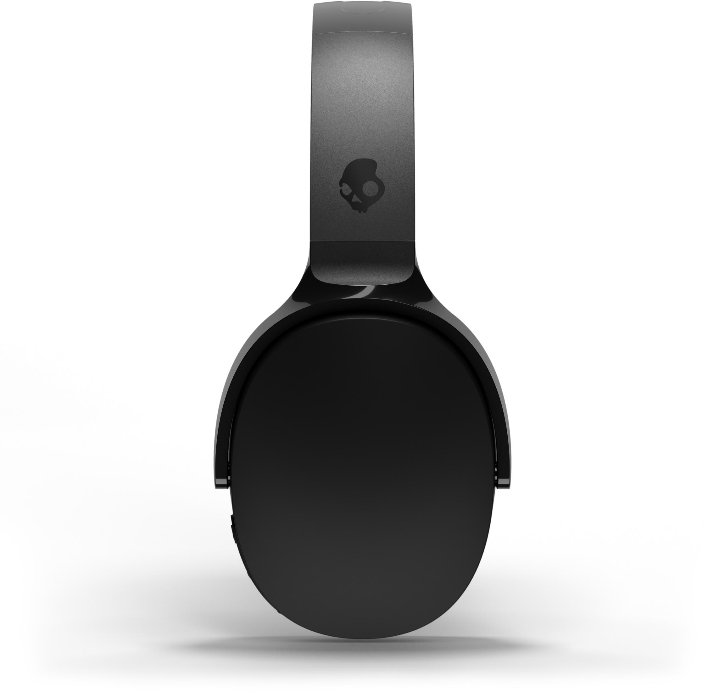 Casque Skullcandy noir, vue de dessus, sur fond blanc.