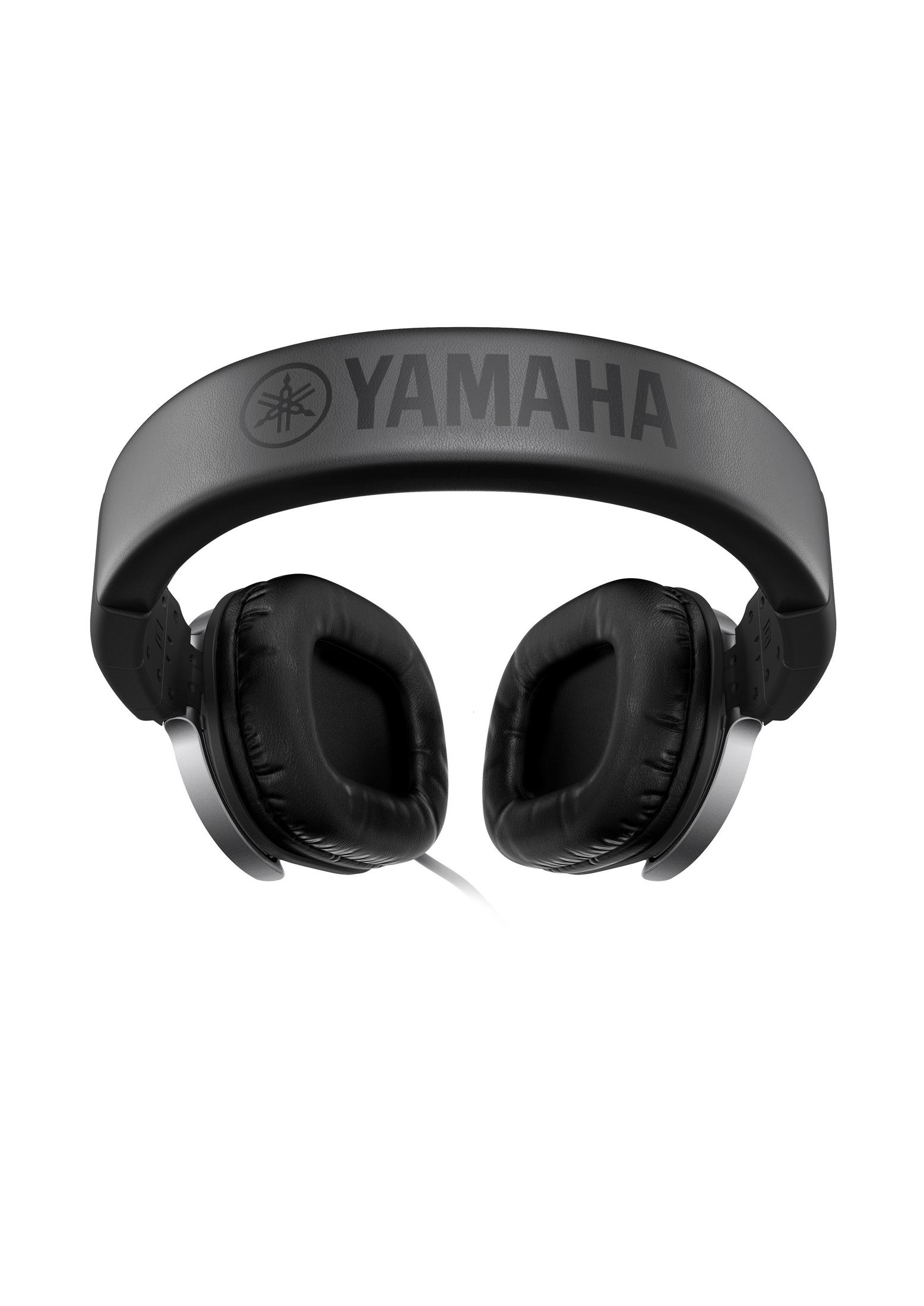 Cuffie Yamaha nere con il logo sulla fascia e padiglioni neri.