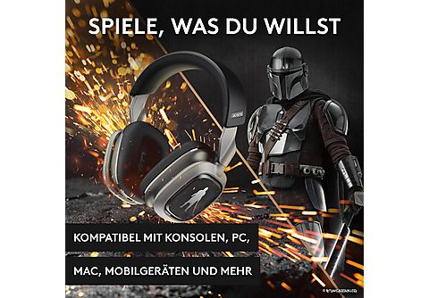 ASTRO GAMING 939-002169 A30 WRLS G HS MANDALORIAN  EDIT. SILVER, Over-ear Kabelloses Gaming Headset Bluetooth Schwarz