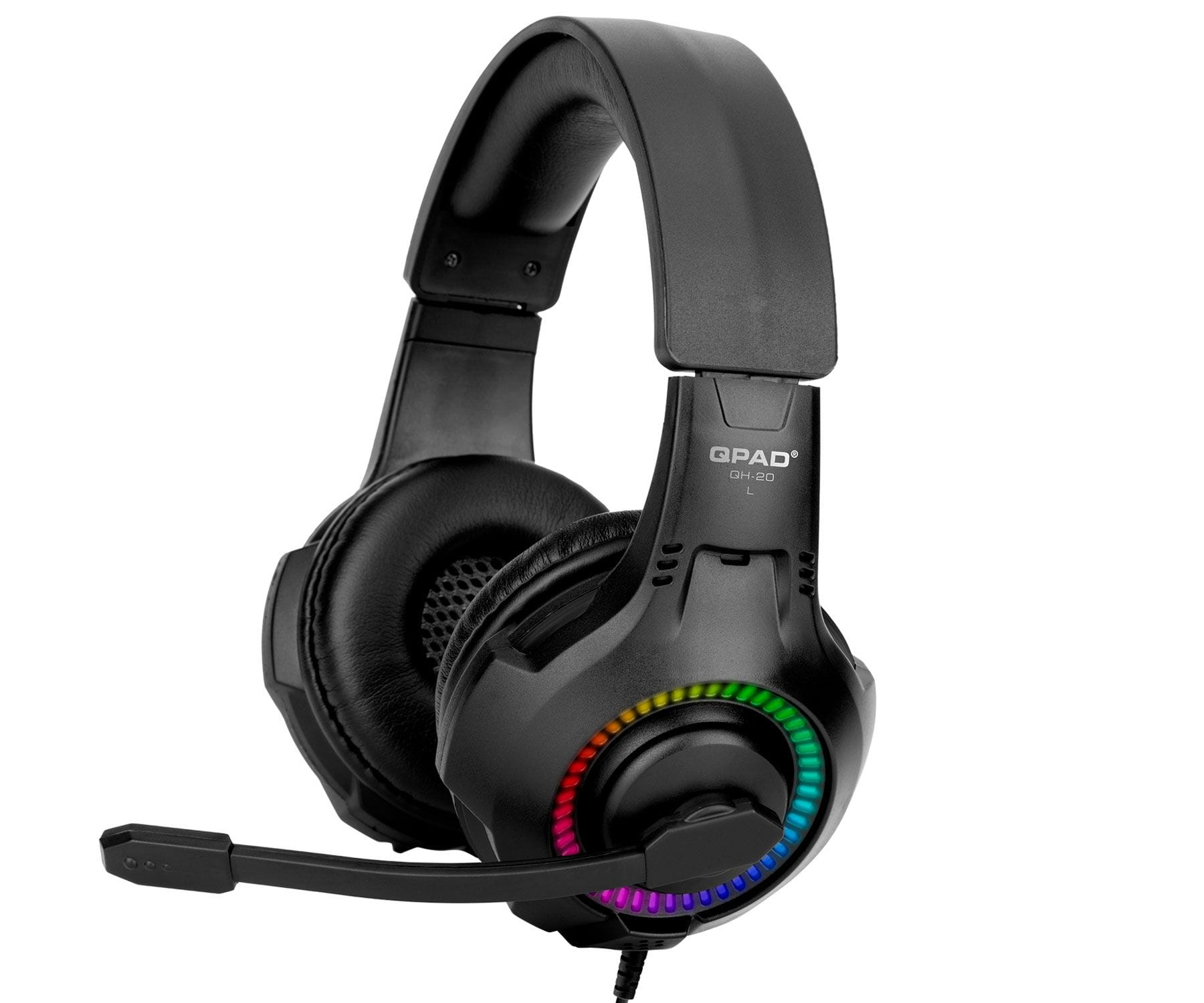 QPAD 9J.H3593.H20 Over-ear SCHWARZ, RGB QH-20 Gaming Schwarz Headset