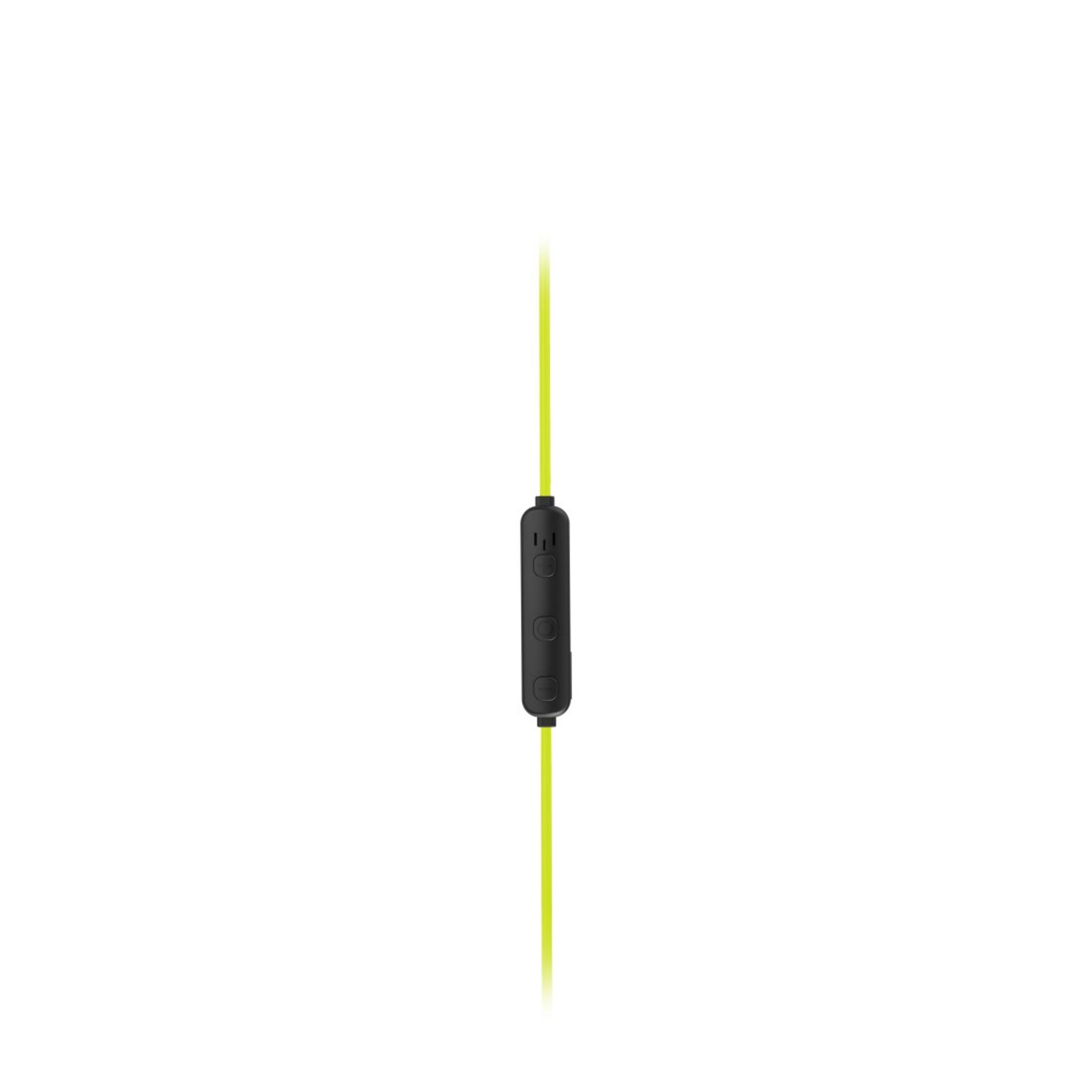 Ein dünnes, gelbes Kabel mit einem schwarzen Steuermodul. Der Hintergrund ist weiß.