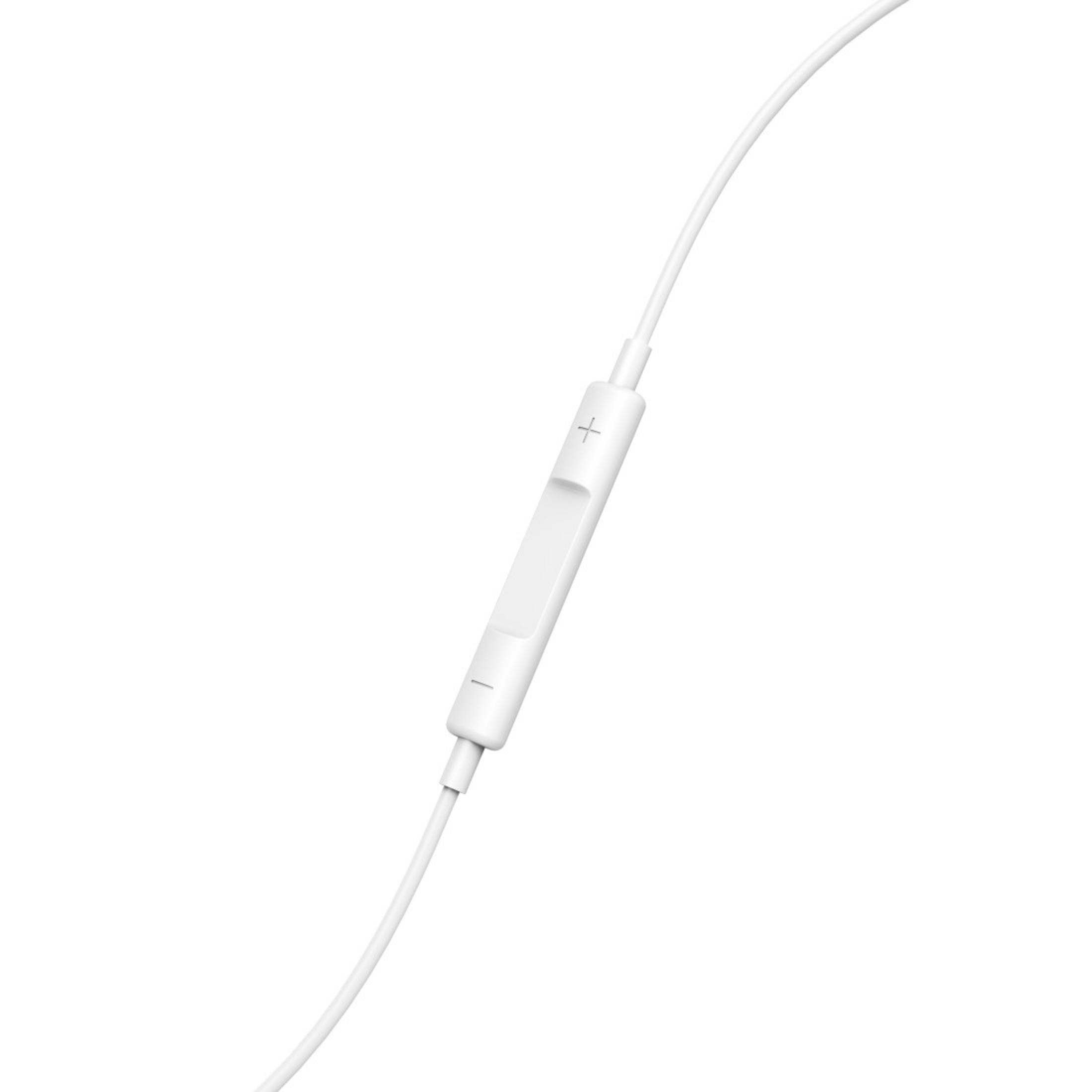 Biały kabel z pilotem. Pilot ma znaki plus i minus oraz przycisk.