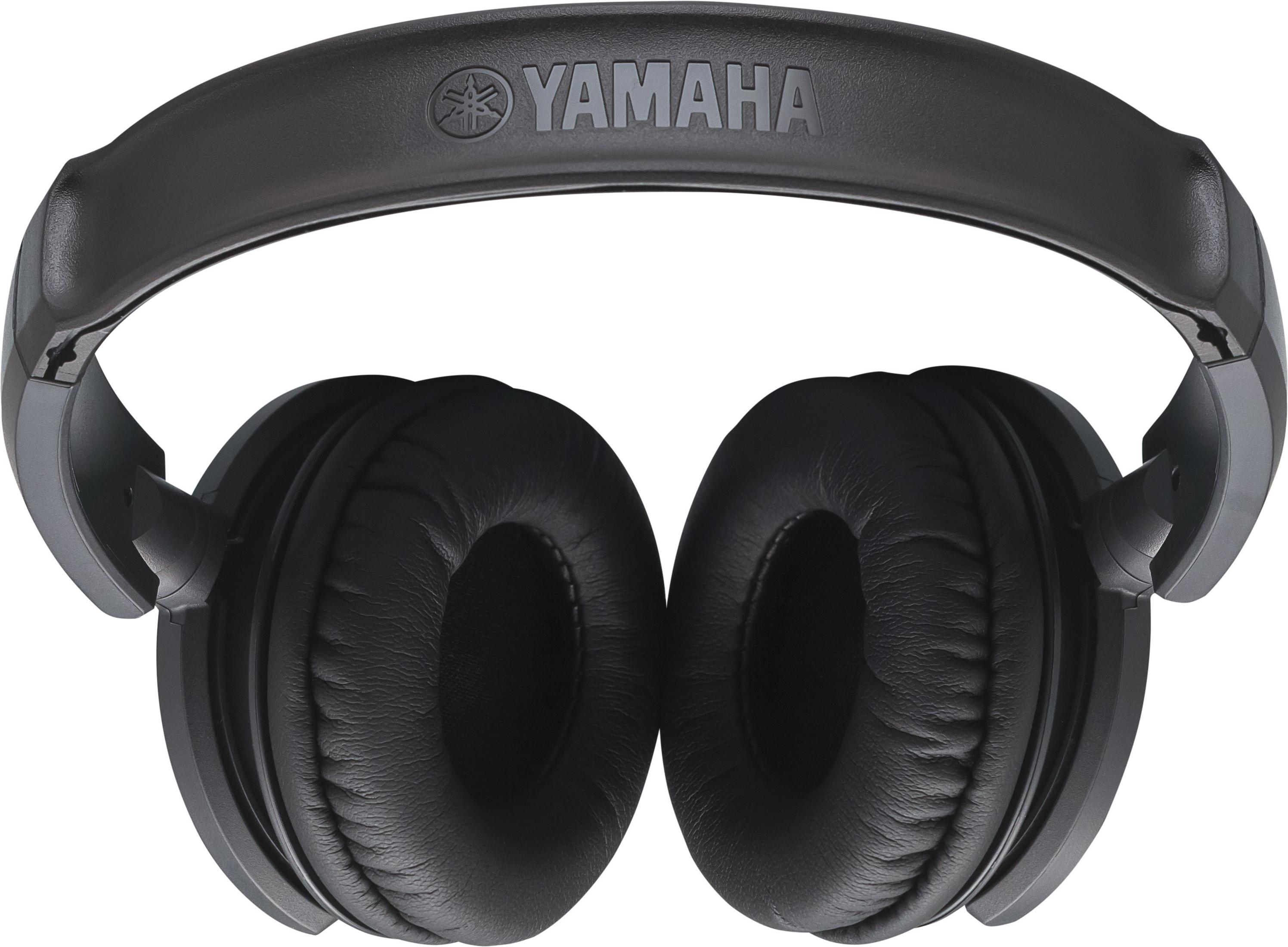 Casque Yamaha, noir avec coussinets rembourrés et logo Yamaha sur l'arceau.