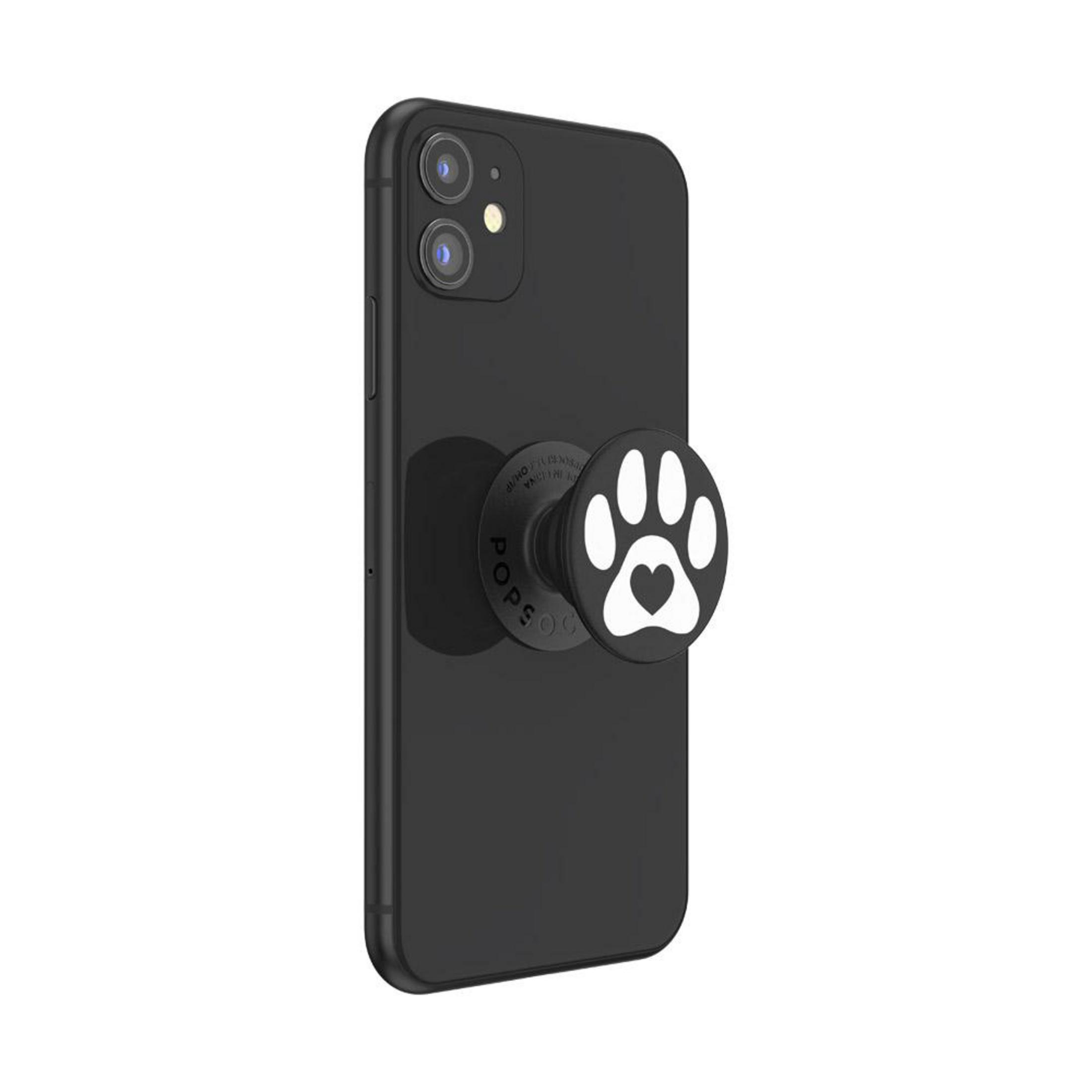 Schwarzes Telefon mit Pfotenabdruck-PopSocket.