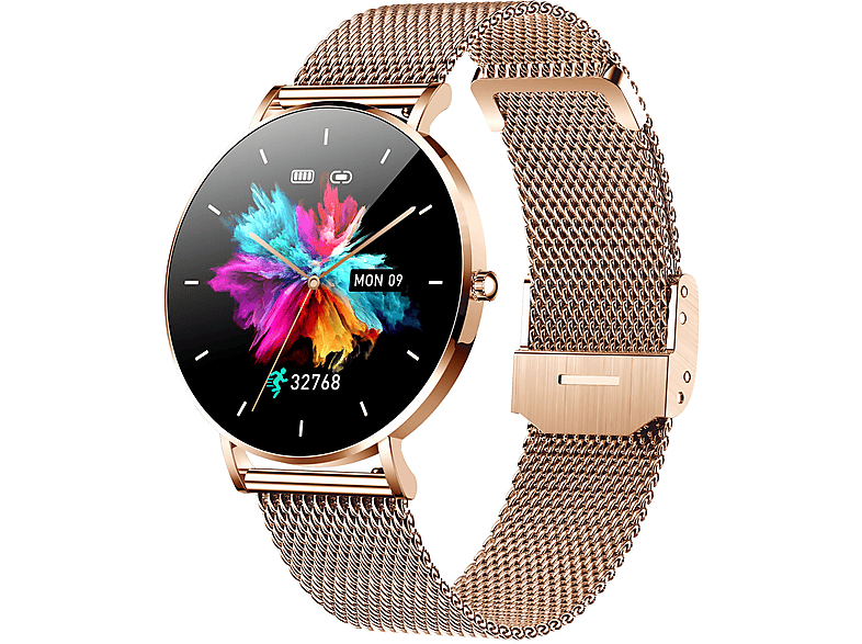 CARNEO Phoenix HR+ gold dünn, Smartwatch, Gold | Wasserdichte Smartwatches