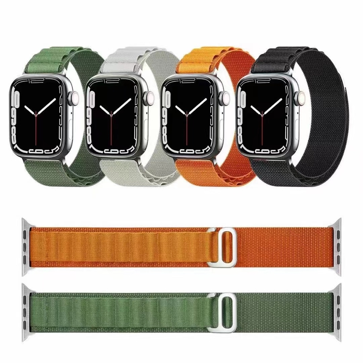 WIGENTO Kunststoff Watch Sport 49 Ersatzarmband, 2 Ultra / 1 Design Nylon + mm, Apple, Schwarz Band