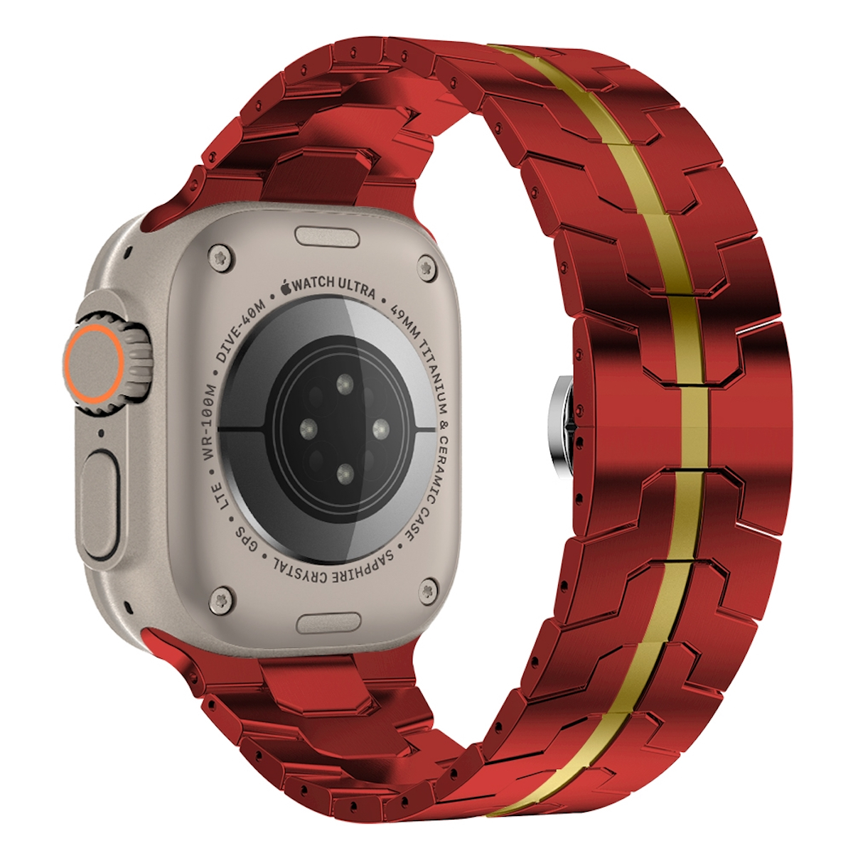 WIGENTO Deluxe 3 4 7 5 2 Apple, 2 Series Ersatzarmband, Gold 42mm, SE / / 6 Rot 9 45 Stahl 1 / 1 8 Ultra Band, Watch 49mm 44 