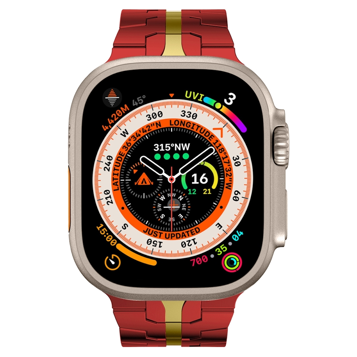 WIGENTO Deluxe 3 4 7 5 2 Apple, 2 Series Ersatzarmband, Gold 42mm, SE / / 6 Rot 9 45 Stahl 1 / 1 8 Ultra Band, Watch 49mm 44 