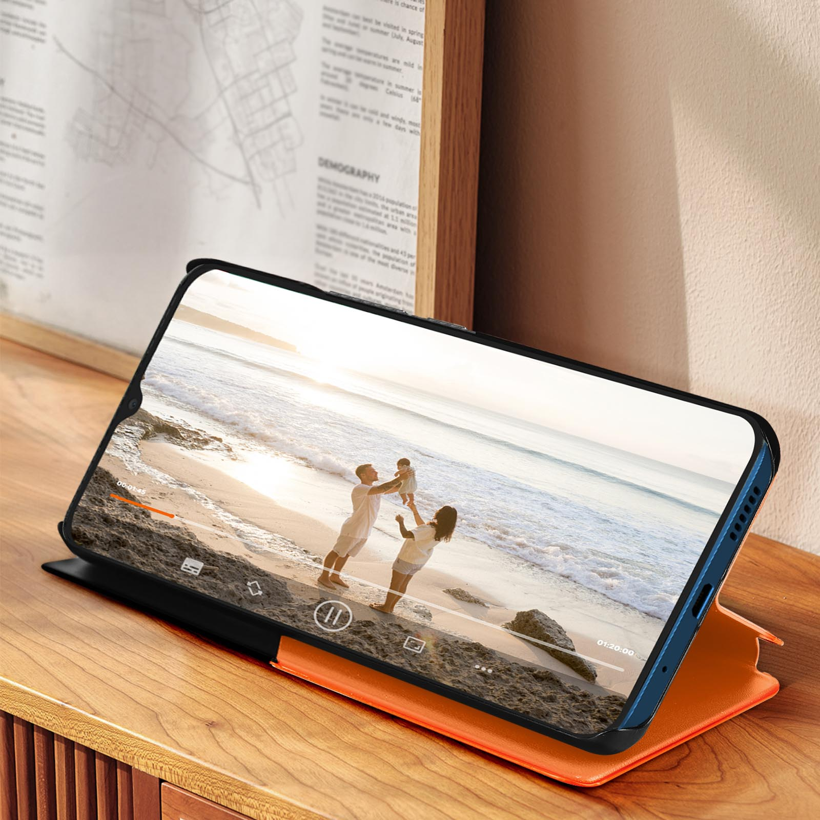 Orange Bookcover, Window View Xiaomi, Redmi AVIZAR Series, 12C,