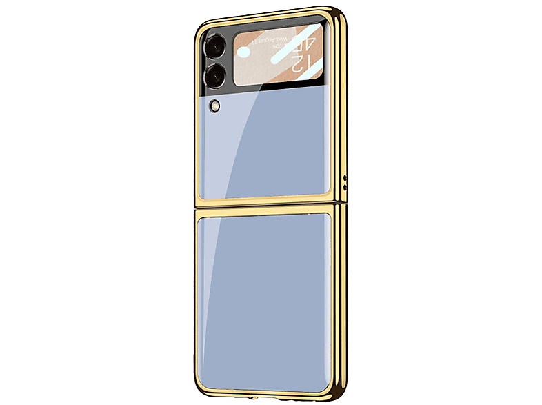 WIGENTO Lackierte Glas Design Hülle, Backcover, Samsung, Galaxy Z Flip4 5G, Blau | Backcover